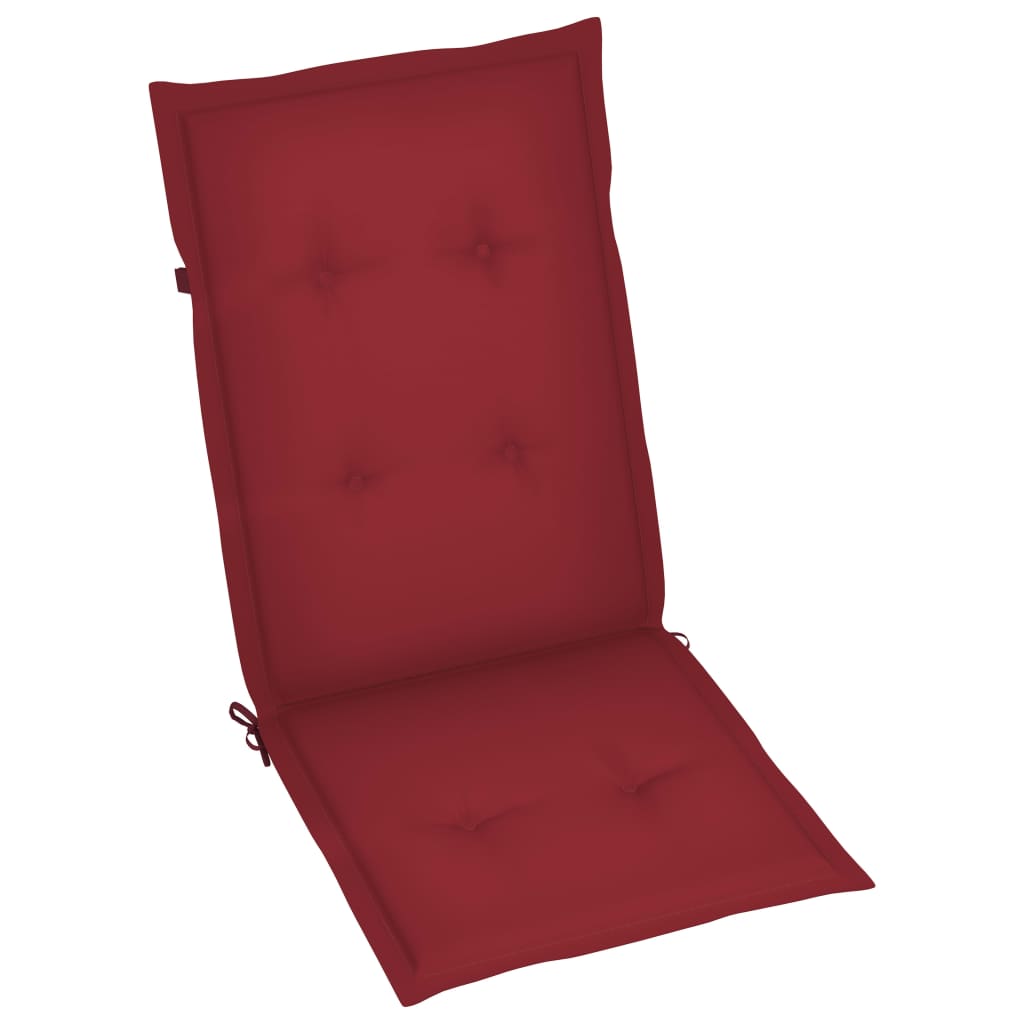 vidaXL Vrtne stolice s jastucima boje vina 2 kom od masivne tikovine