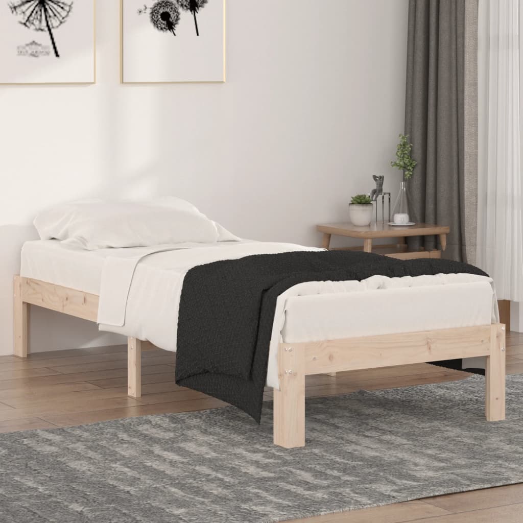 vidaXL Okvir za krevet od masivnog drva 75 x 190 cm jednokrevetni