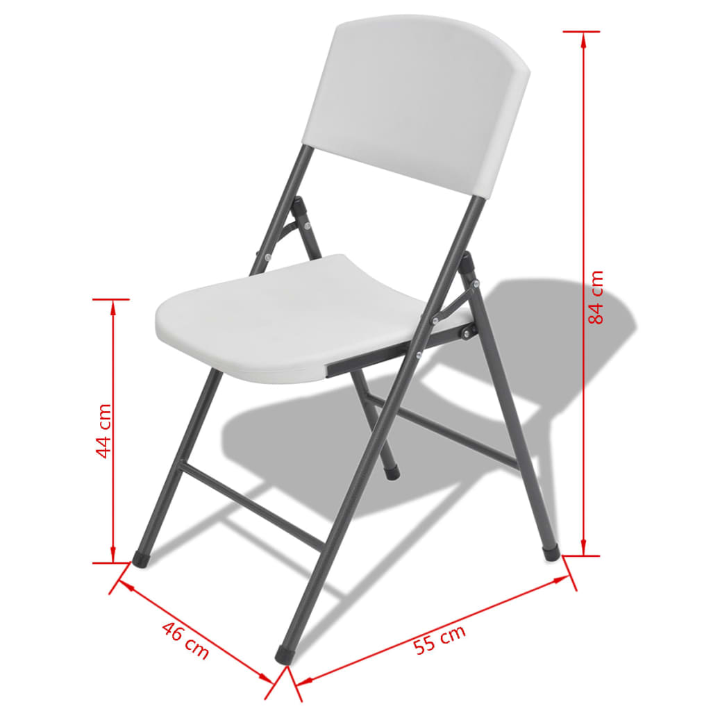 vidaXL Vrtna sklopiva stolica 4 kom čelik i HDPE bijela