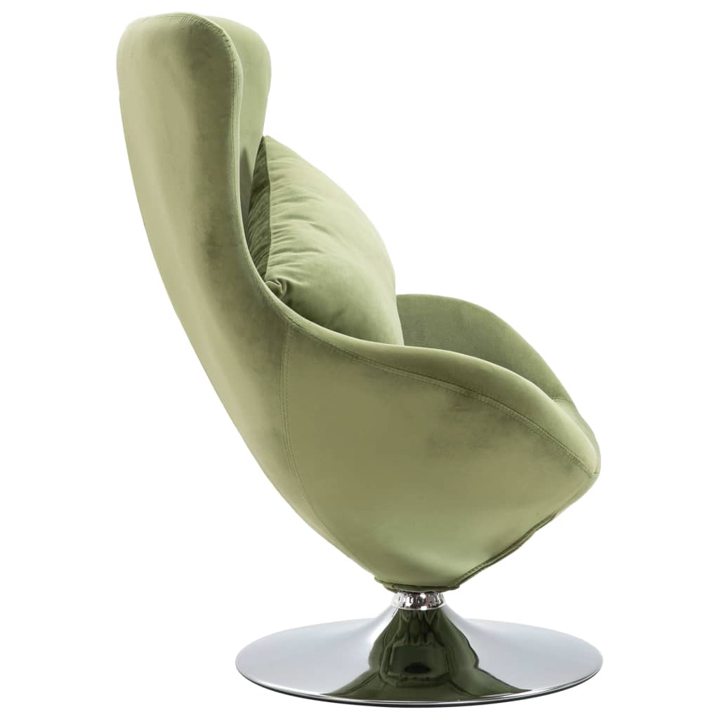 vidaXL Okretna jajolika stolica s jastukom svjetlozelena baršunasta