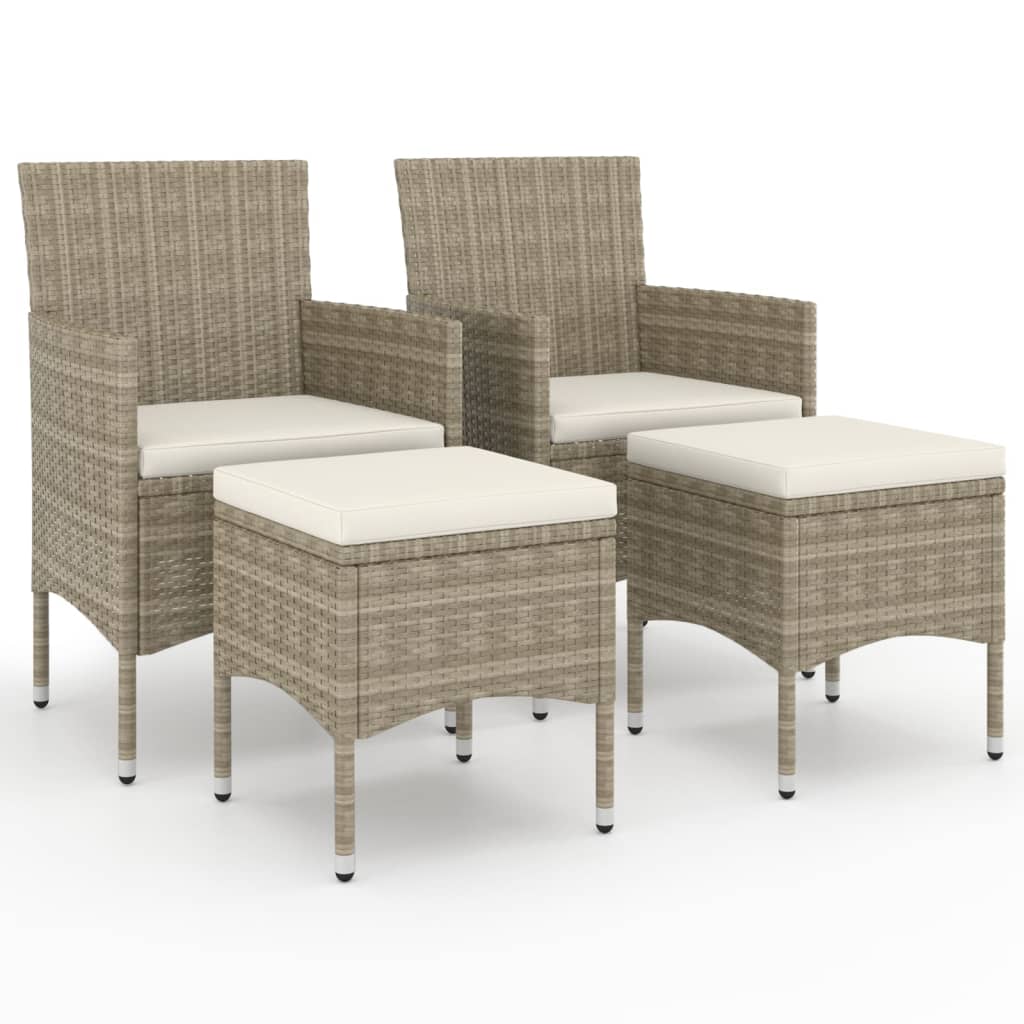 vidaXL 4-dijelni set vrtnih stolica i stolaca od poliratana bež