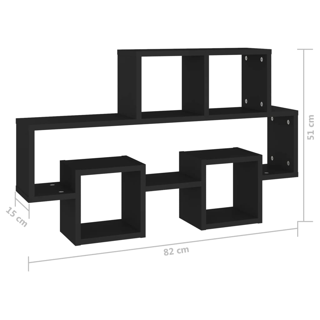 vidaXL Zidne police u obliku automobila crne 82 x 15 x 51 cm drvene