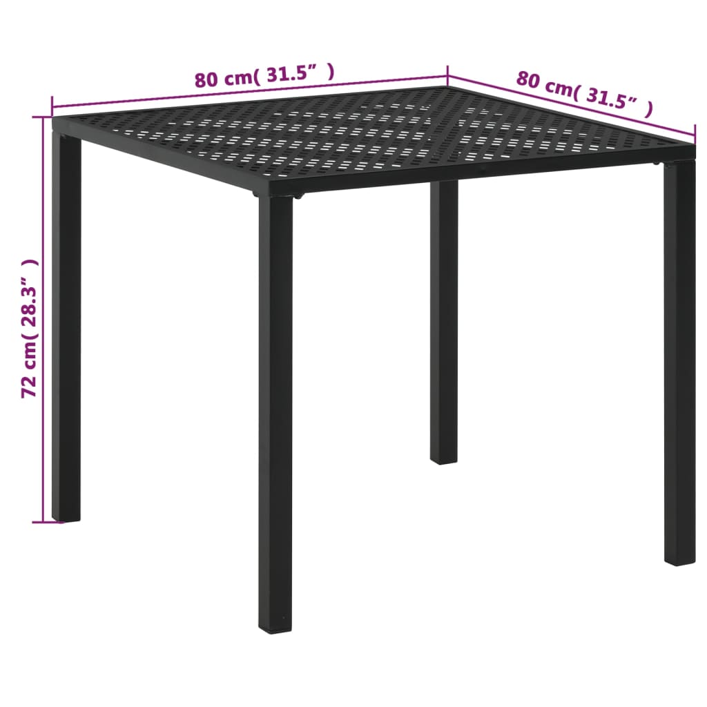 vidaXL Vrtni stol crni 80 x 80 x 72 cm čelik