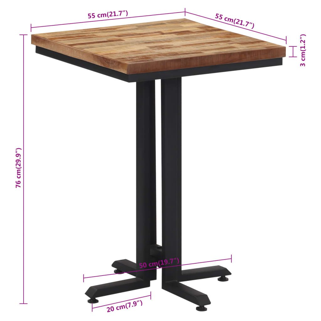 vidaXL Blagovaonski stol 55x55x76 cm od masivne obnovljene tikovine