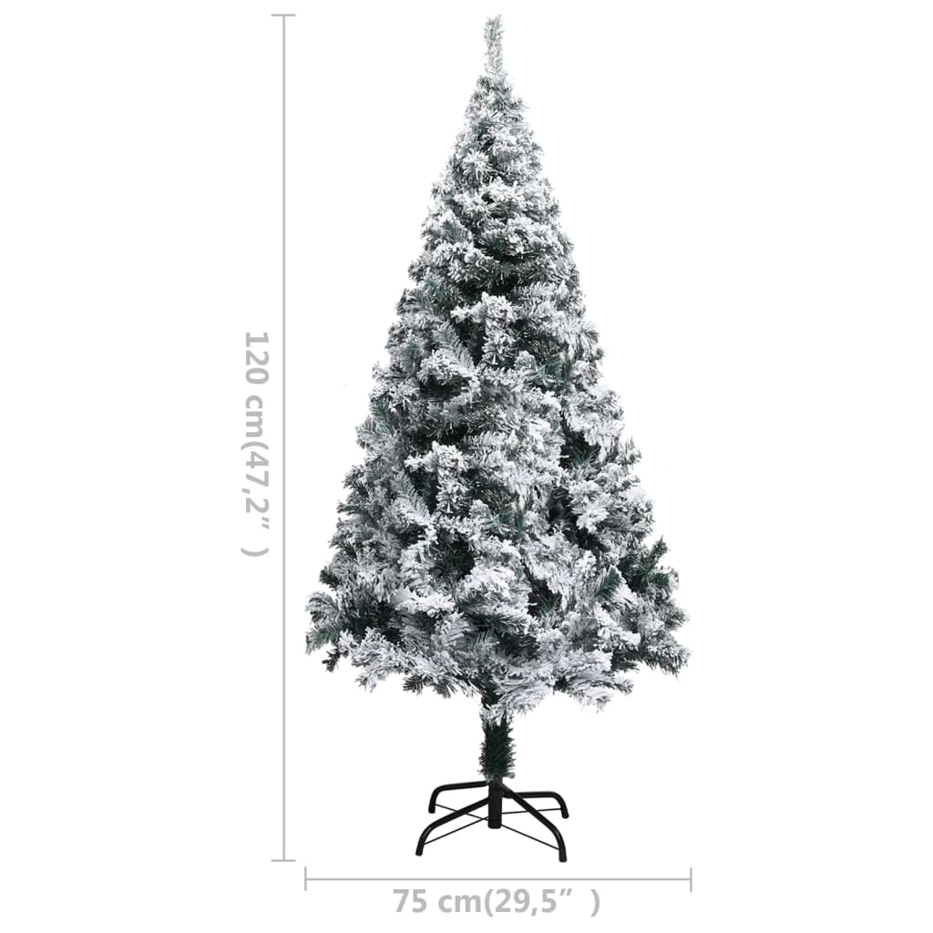 vidaXL Umjetno osvijetljeno božićno drvce s kuglicama zeleno 120 cm