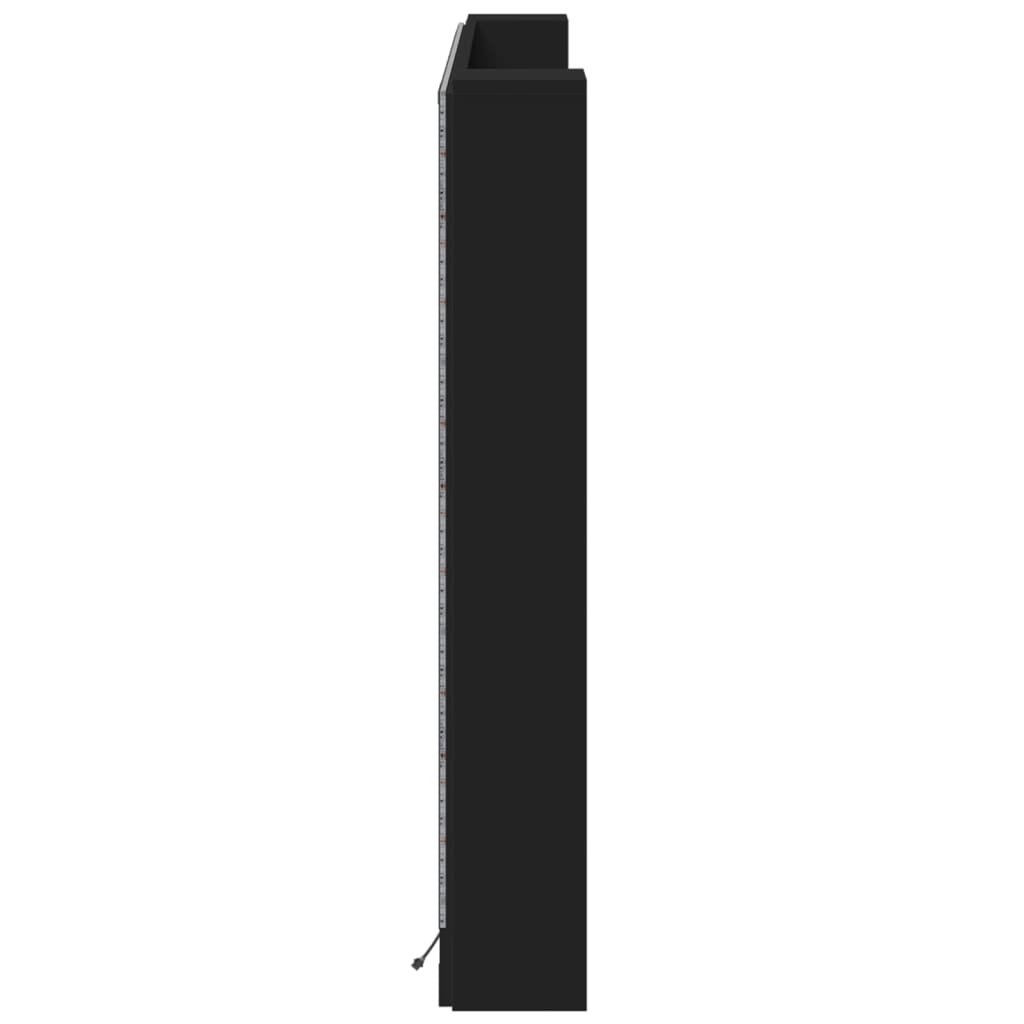 vidaXL Ormarić za uzglavlje s LED svjetlima crni 160 x 16,5 x 103,5 cm