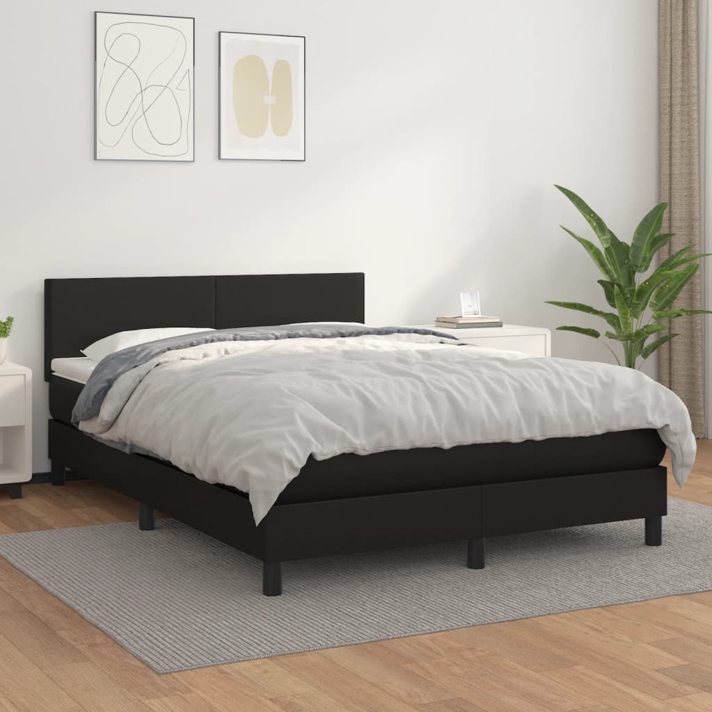 vidaXL Krevet s oprugama i madracem crni 140 x 190 cm od umjetne kože