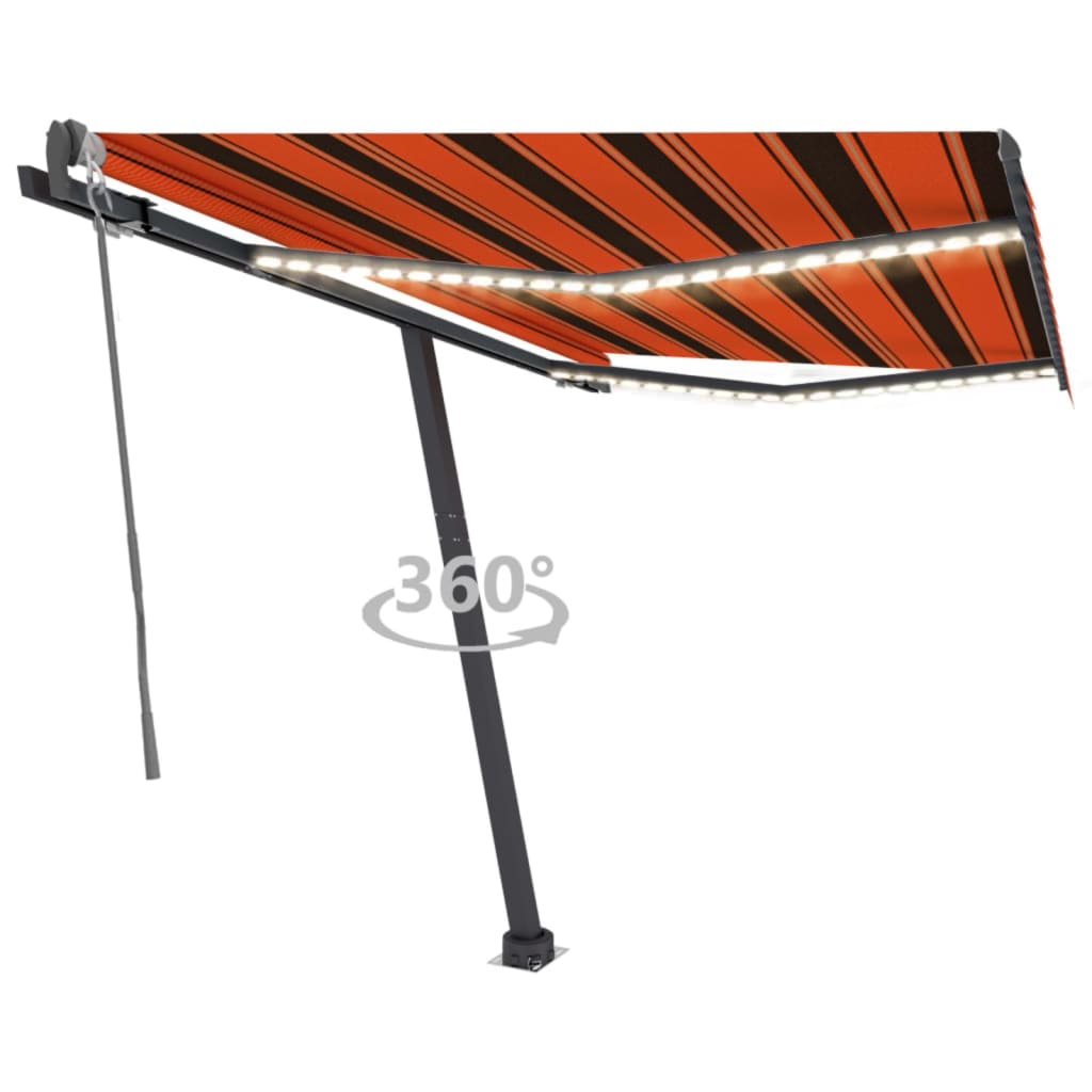 vidaXL Automatska tenda sa senzorom LED 300x250 cm narančasto-smeđa
