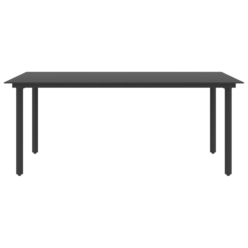 vidaXL Vrtni blagovaonski stol crni 190 x 90 x 74 cm čelik i staklo