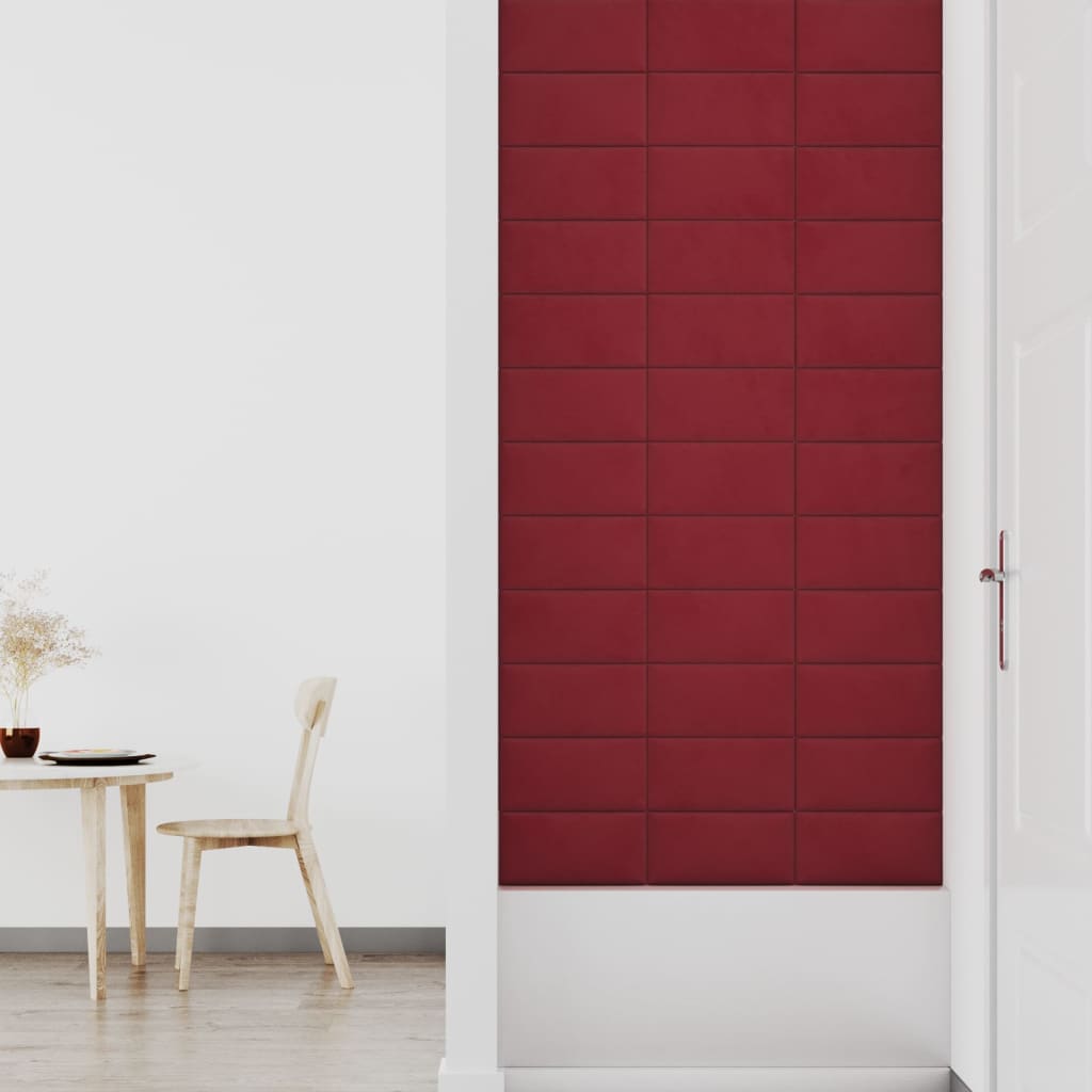 vidaXL Zidne ploče baršunaste 12 kom boja vina 30 x 15 cm 0,54 m²