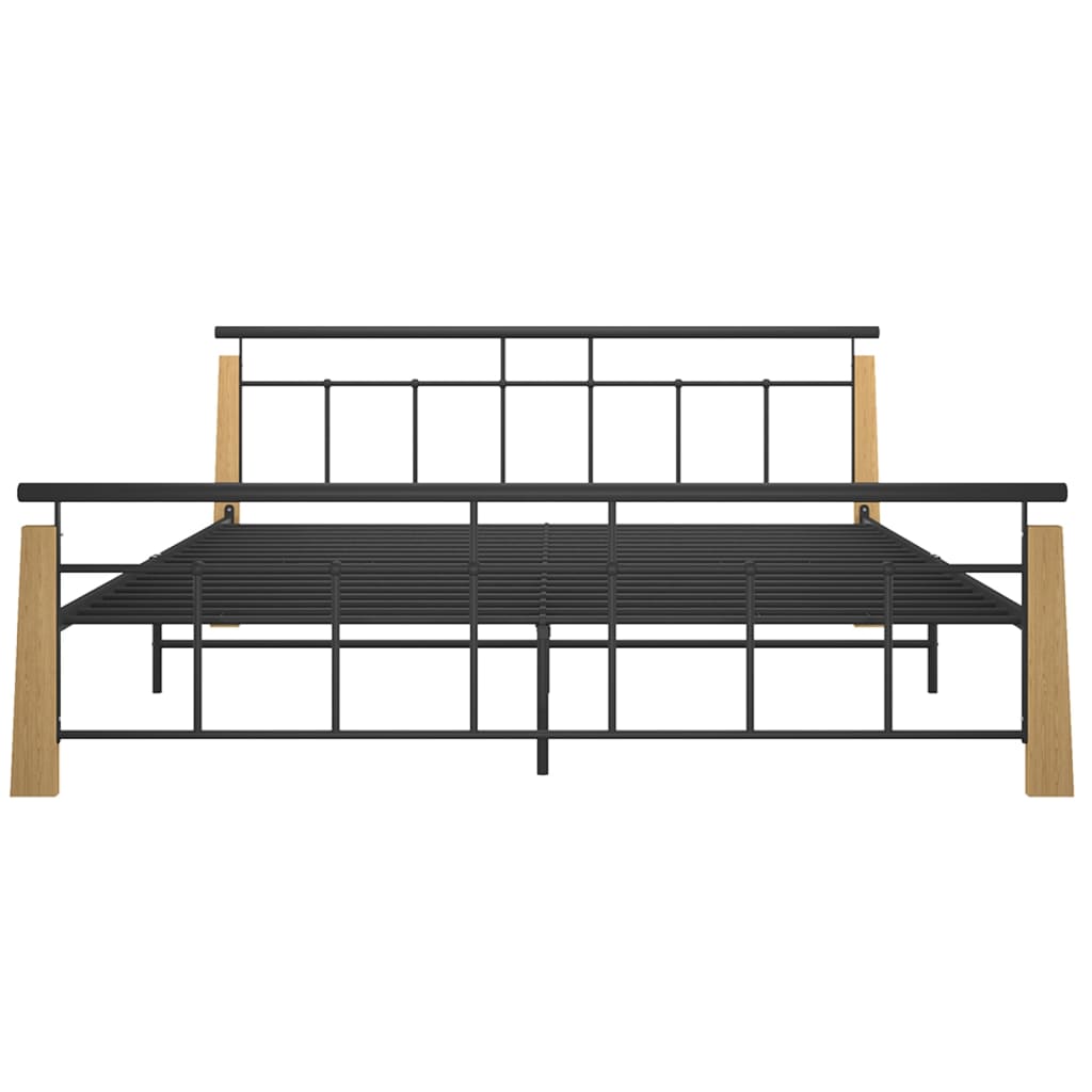 vidaXL Okvir za krevet od metala i masivne hrastovine 180 x 200 cm