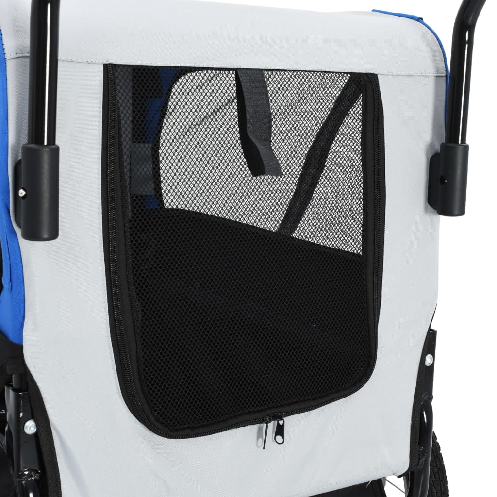 vidaXL 2-u-1 prikolica za bicikl i kolica za kućne ljubimce sivo-plava