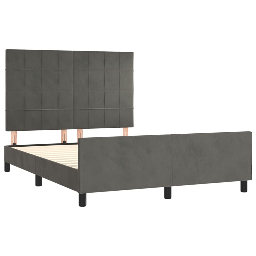 vidaXL Okvir za krevet s uzglavljem tamnosivi 140x200 cm baršunasti