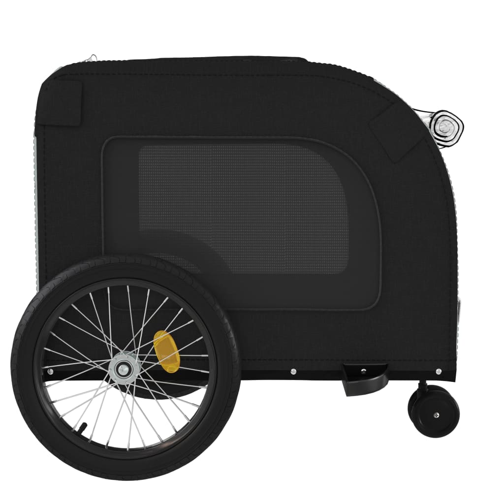 vidaXL Prikolica za bicikl za ljubimce crno-siva od tkanine i željeza