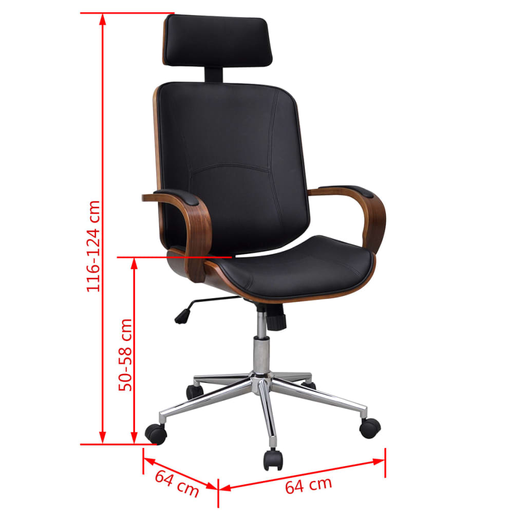 vidaXL Okretna uredska stolica od savijenog drva i umjetne kože