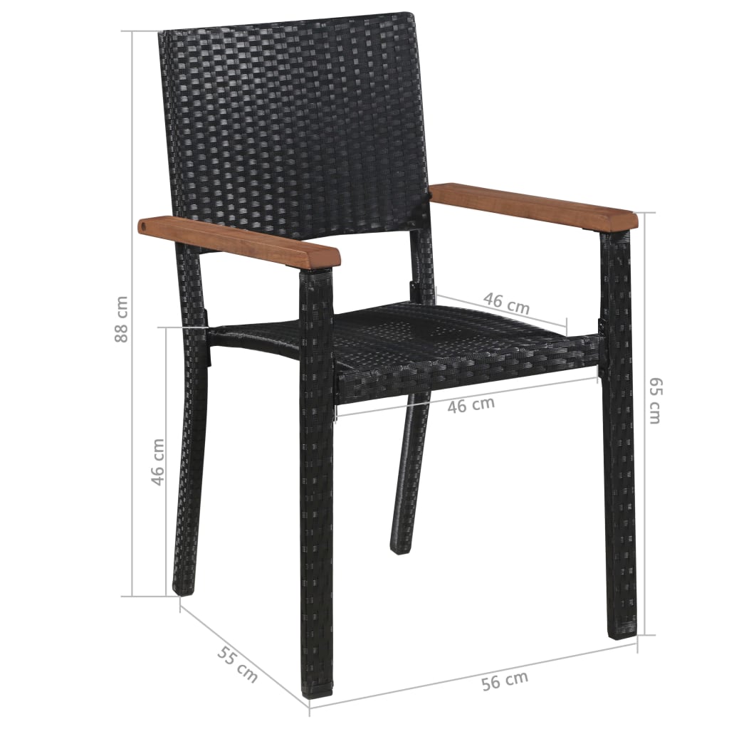 vidaXL Vrtne stolice 2 kom od poliratana crne
