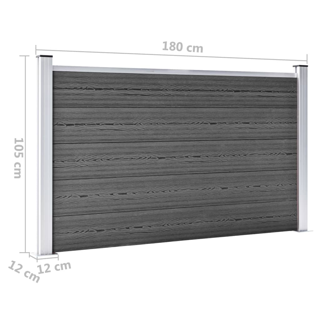 vidaXL Set panela za ogradu WPC 353 x 105 cm crni
