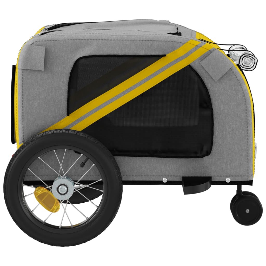 vidaXL Prikolica za bicikl za ljubimce žuto-crna od tkanine i željeza