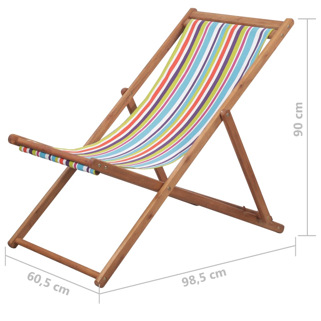vidaXL Sklopiva ležaljka za plažu od tkanine s drvenim okvirom višebojna