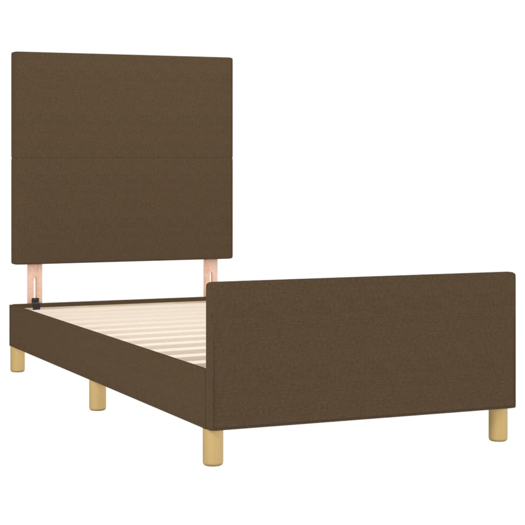 vidaXL Okvir za krevet s uzglavljem tamnosmeđi 90x190 cm od tkanine