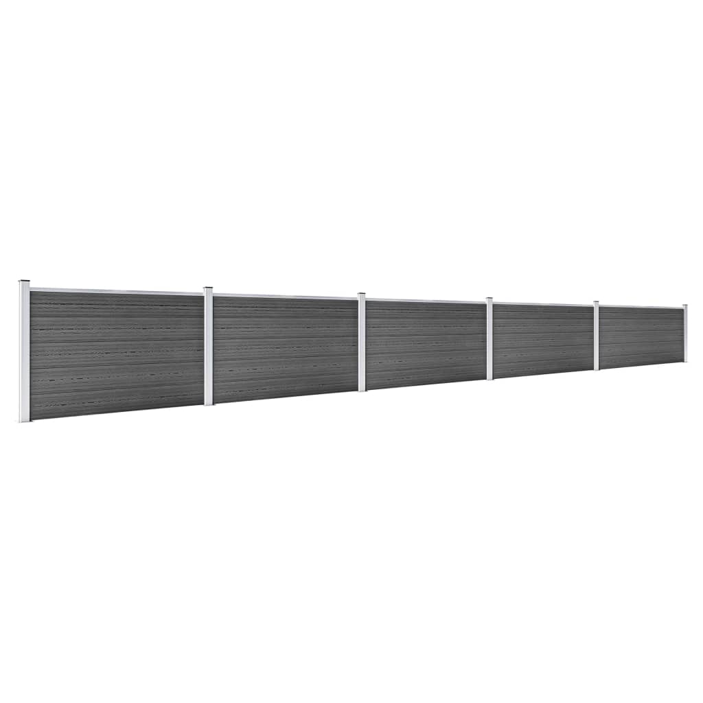 vidaXL Set panela za ogradu WPC 872 x 105 cm crni