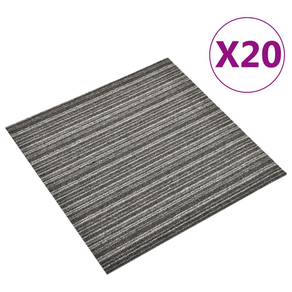 vidaXL Podne pločice s tepihom 20 kom 5 m² 50x50 cm prugaste antracit