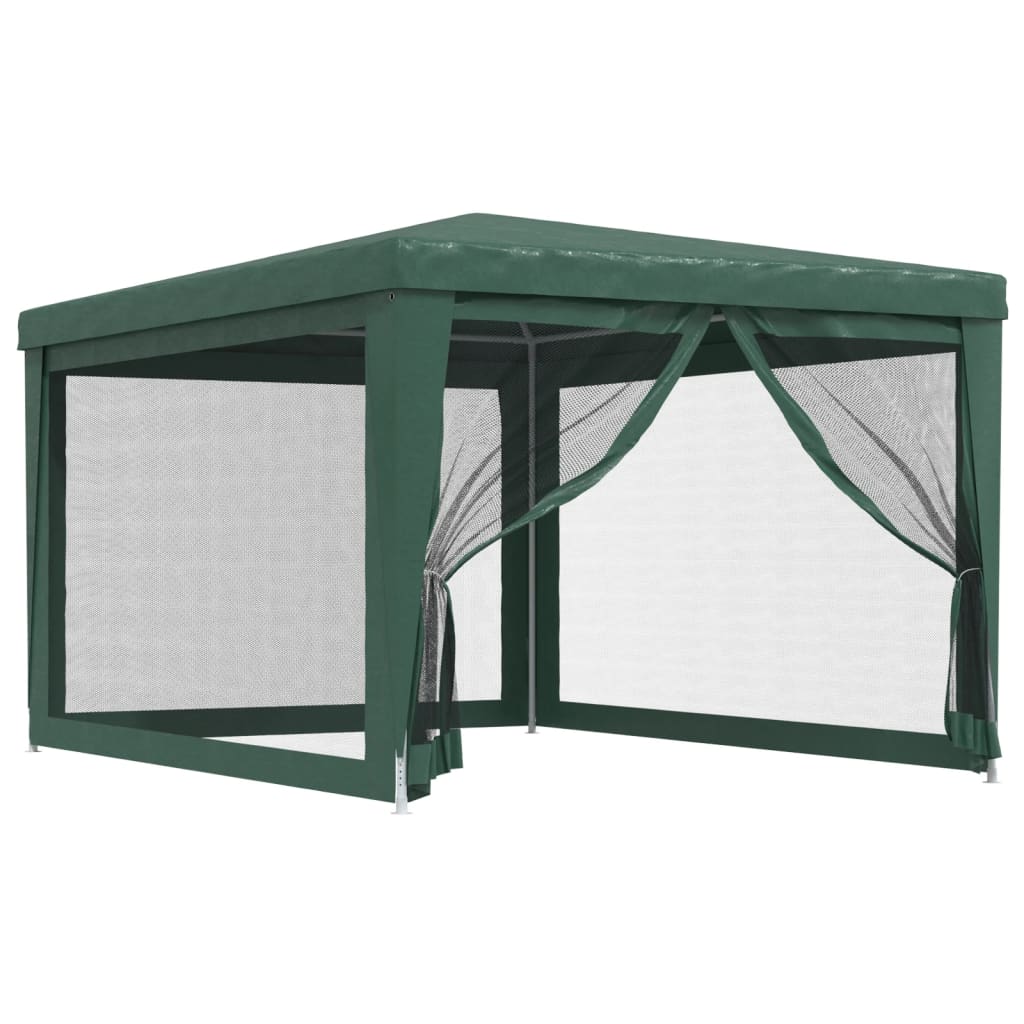 vidaXL Šator za zabave s 4 mrežasta bočna zida zeleni 3 x 4 m HDPE
