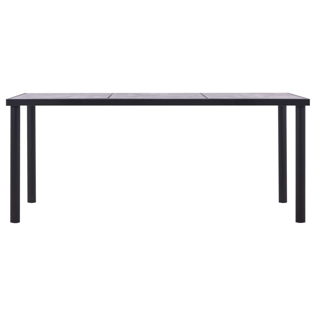 vidaXL Blagovaonski stol crni i siva boja betona 180 x 90 x 75 cm MDF