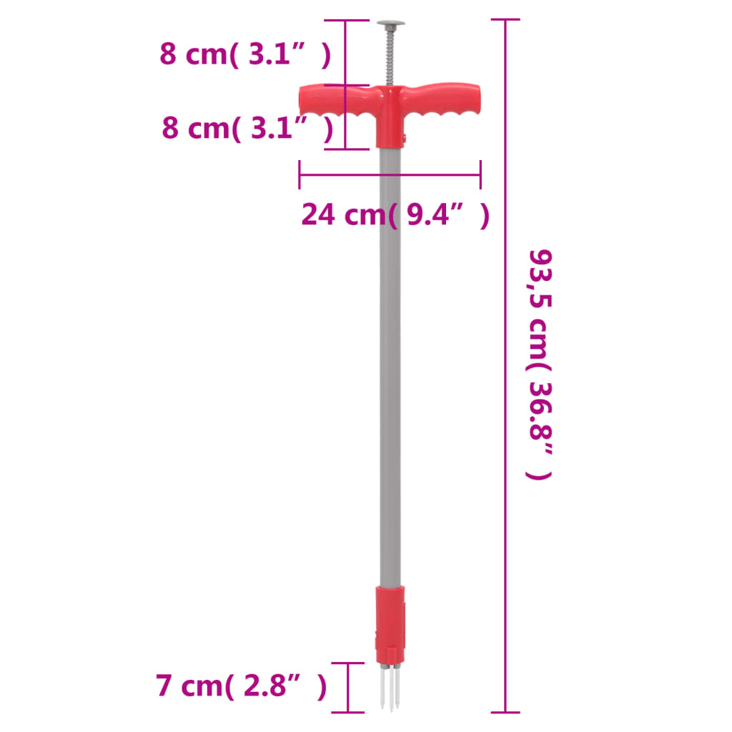 vidaXL Odstranjivač korova crveno-sivi 93,5 cm čelik obložen prahom