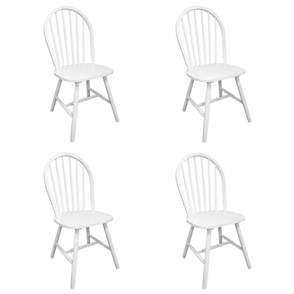 vidaXL Blagovaonske stolice od masivnog drva kaučukovca 4 kom bijele