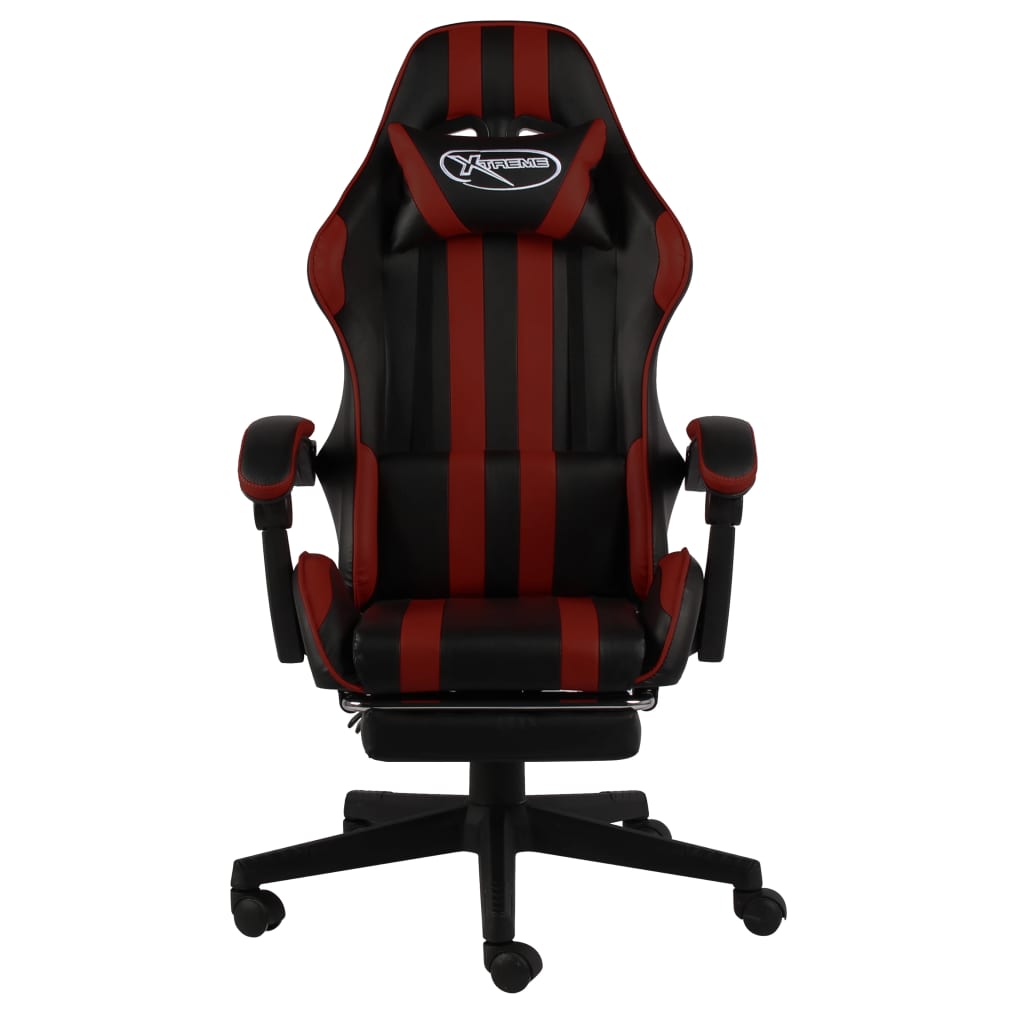 vidaXL Igraća stolica od umjetne kože s osloncem za noge crna-bordo