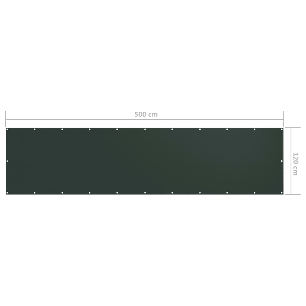 vidaXL Balkonski zastor tamnozeleni 120 x 500 cm od tkanine Oxford