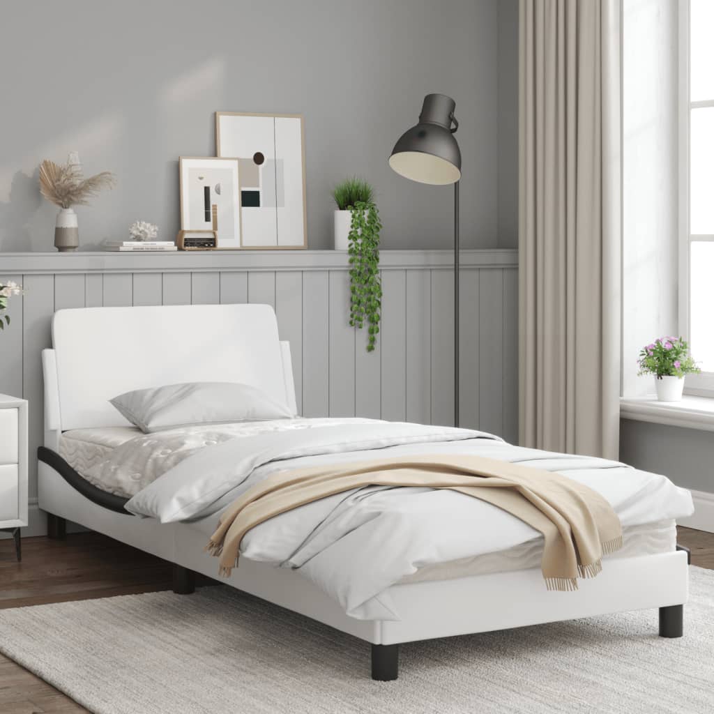 vidaXL Okvir kreveta s uzglavljem crno-bijeli 80x200 cm umjetna koža
