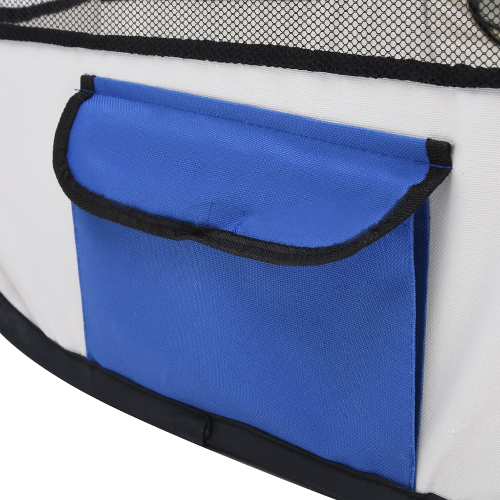 vidaXL Sklopiva ogradica za pse s torbom plava 110 x 110 x 58 cm