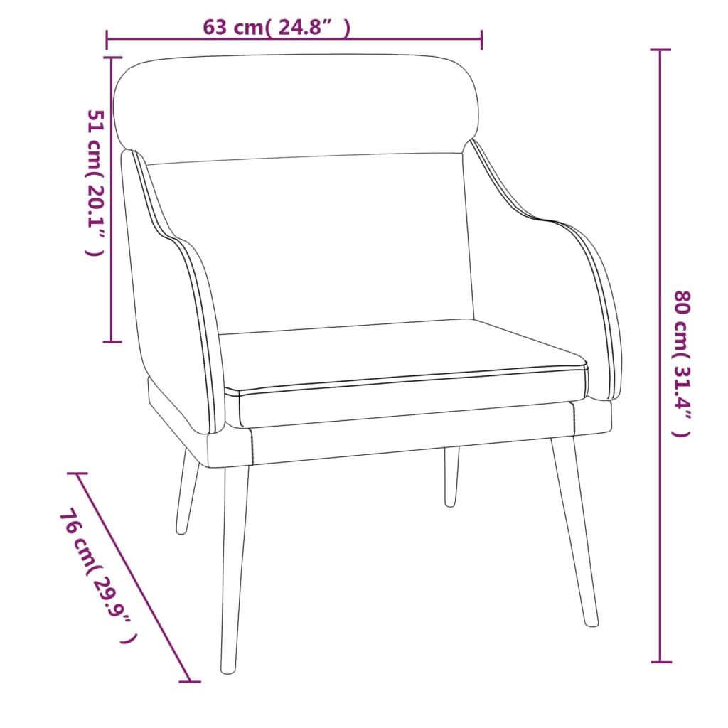 vidaXL Fotelja krem 63 x 76 x 80 cm baršunasta