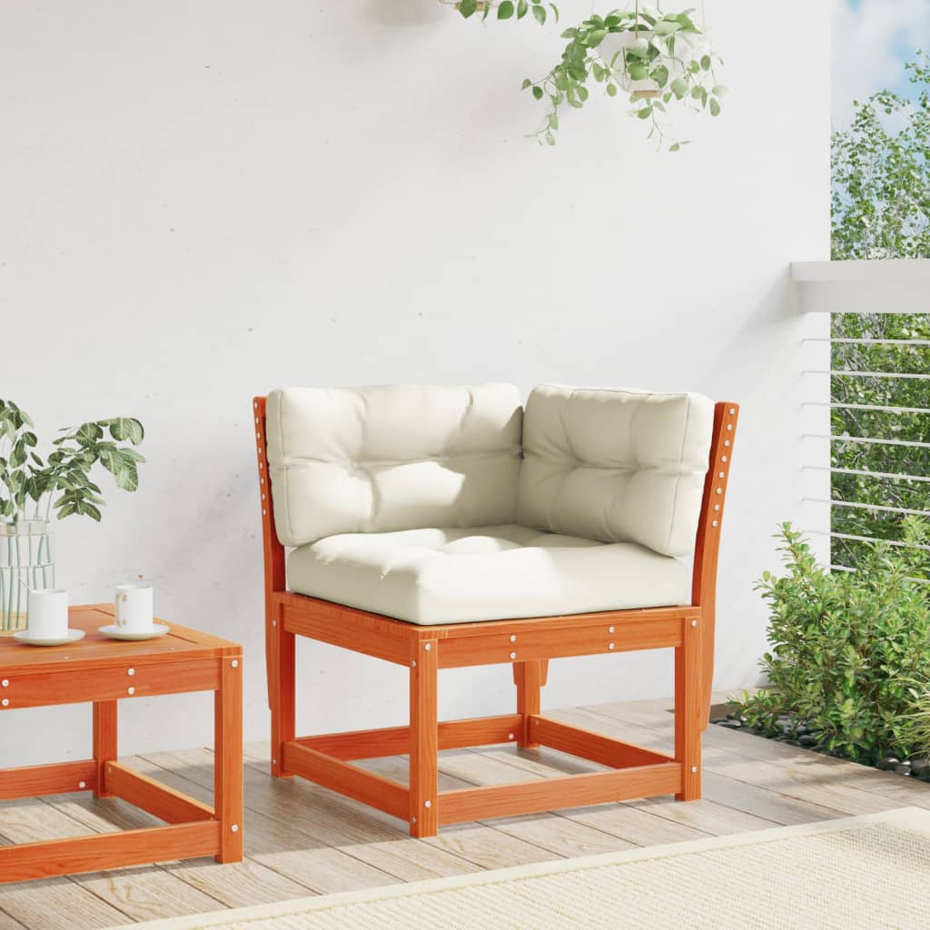 vidaXL Kutna vrtna sofa s jastucima voštano smeđa 73x73x78 cm borovina