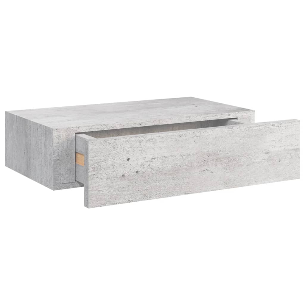 vidaXL Zidna polica s ladicom siva boja betona 40 x 23,5 x 10 cm MDF