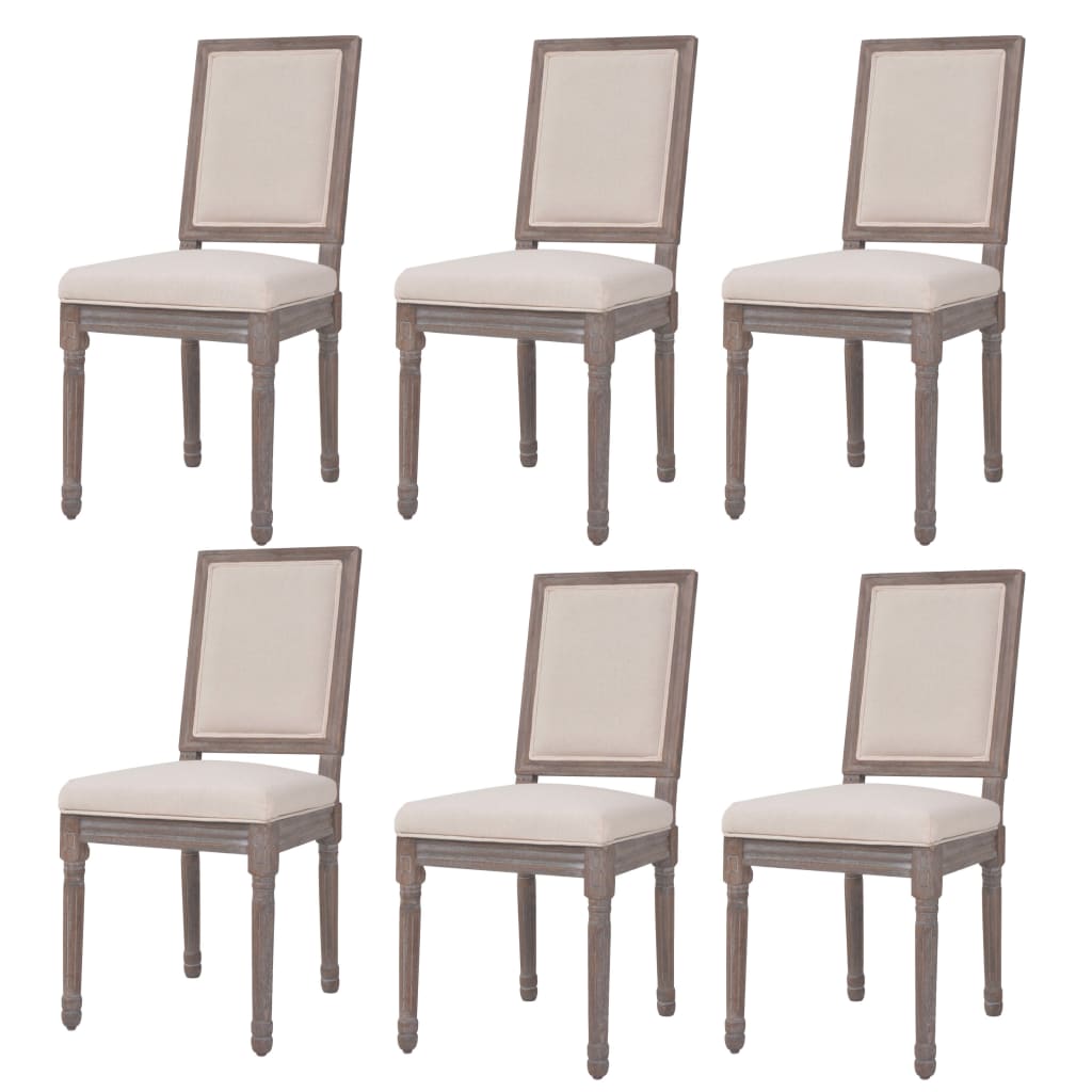 vidaXL Blagovaonske stolice od tkanine 6 kom krem bijele