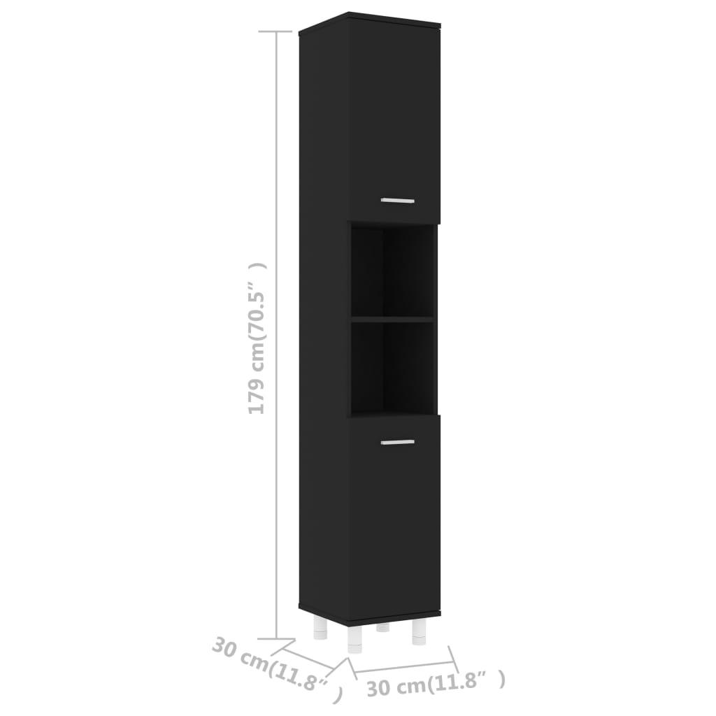vidaXL 3-dijelni set kupaonskog namještaja od iverice crni