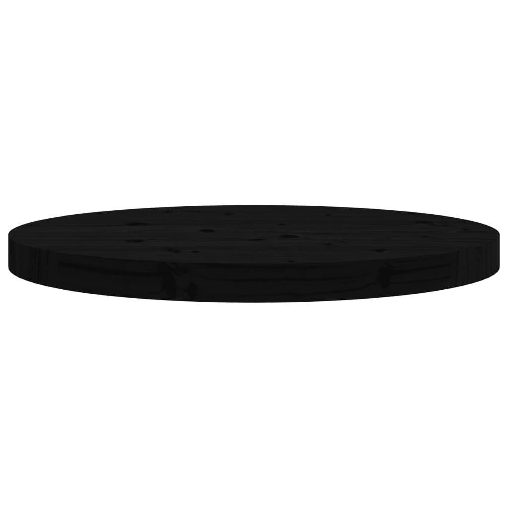 vidaXL Ploča za stol okrugla crna Ø 50 x 3 cm od masivne borovine