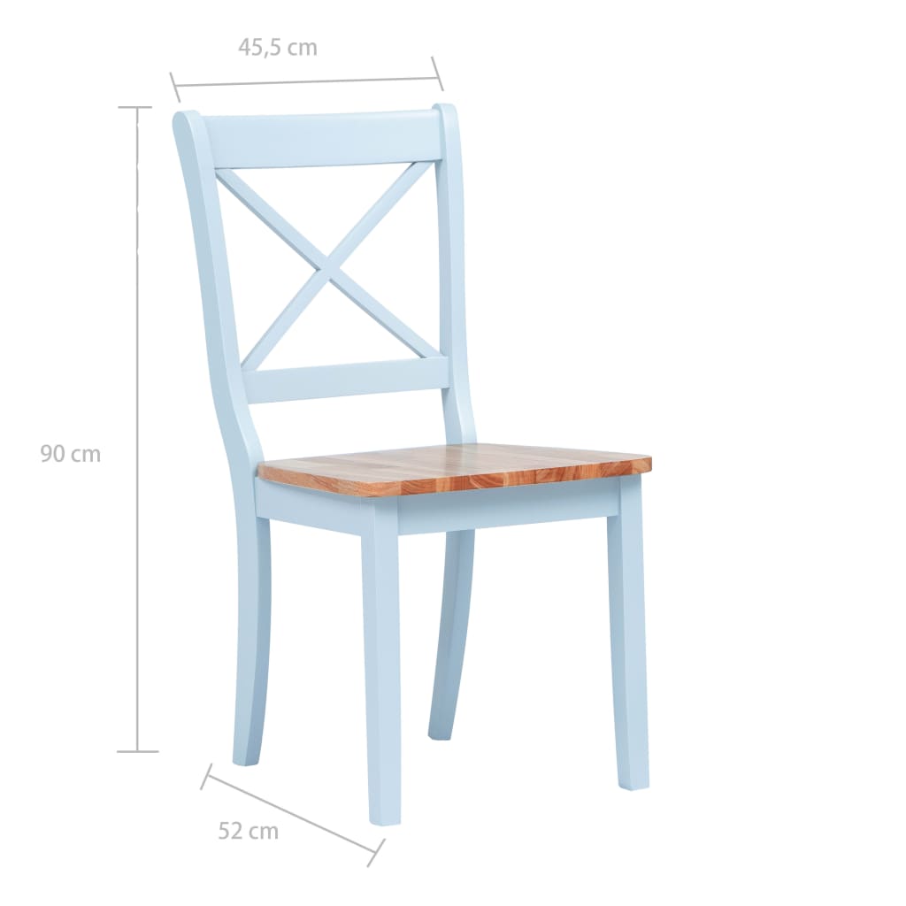 vidaXL Blagovaonske stolice sive i prirodne 4 kom drvo kaučukovca