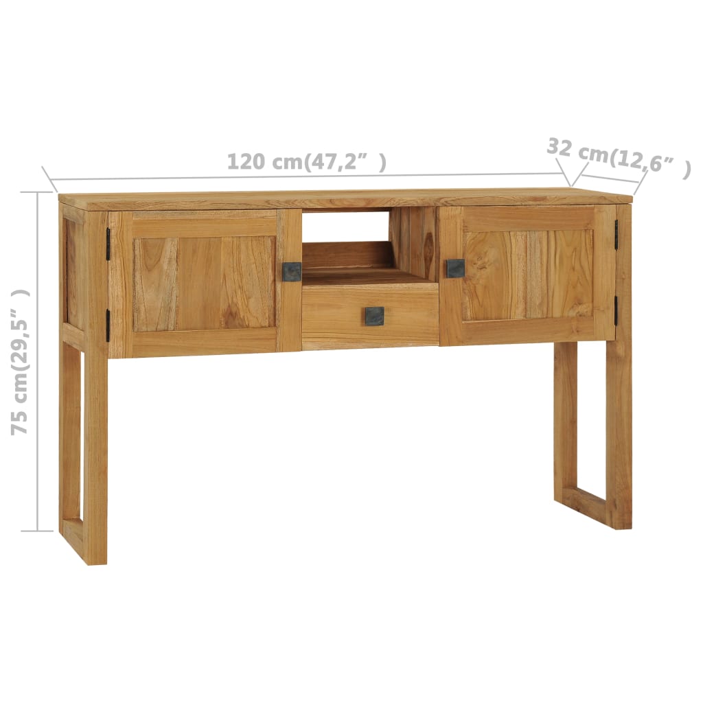 vidaXL Konzolni stol 120 x 32 x 75 cm od masivne tikovine