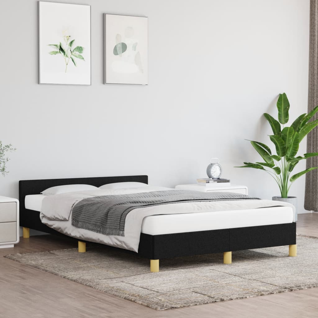 vidaXL Okvir za krevet s uzglavljem crni 120x190 cm od tkanine
