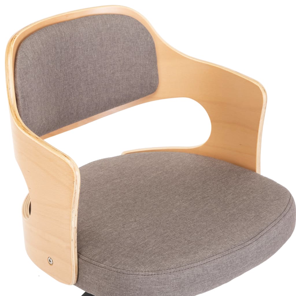 vidaXL Okretna blagovaonska stolica savijeno drvo i tkanina smeđe-siva