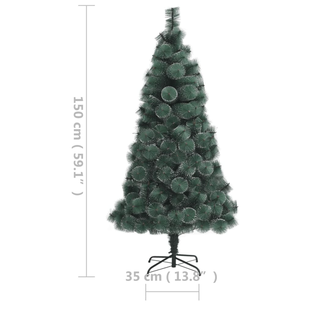 vidaXL Umjetno osvijetljeno božićno drvce sa stalkom zeleno 150 cm PET