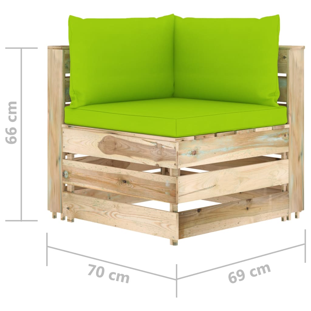 vidaXL 5-dijelna vrtna garnitura s jastucima zeleno impregnirano drvo