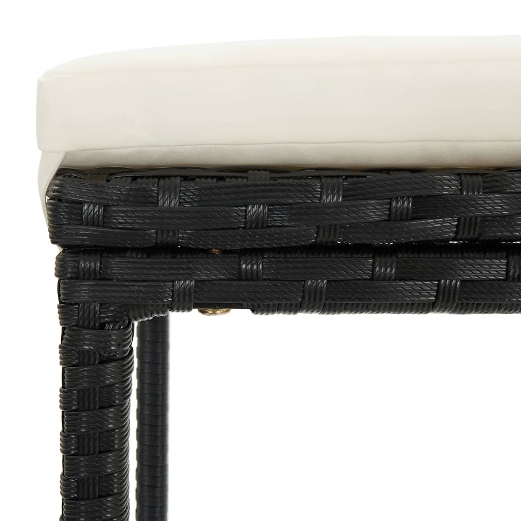 vidaXL 4-dijelni vrtni barski set od poliratana s jastucima crni