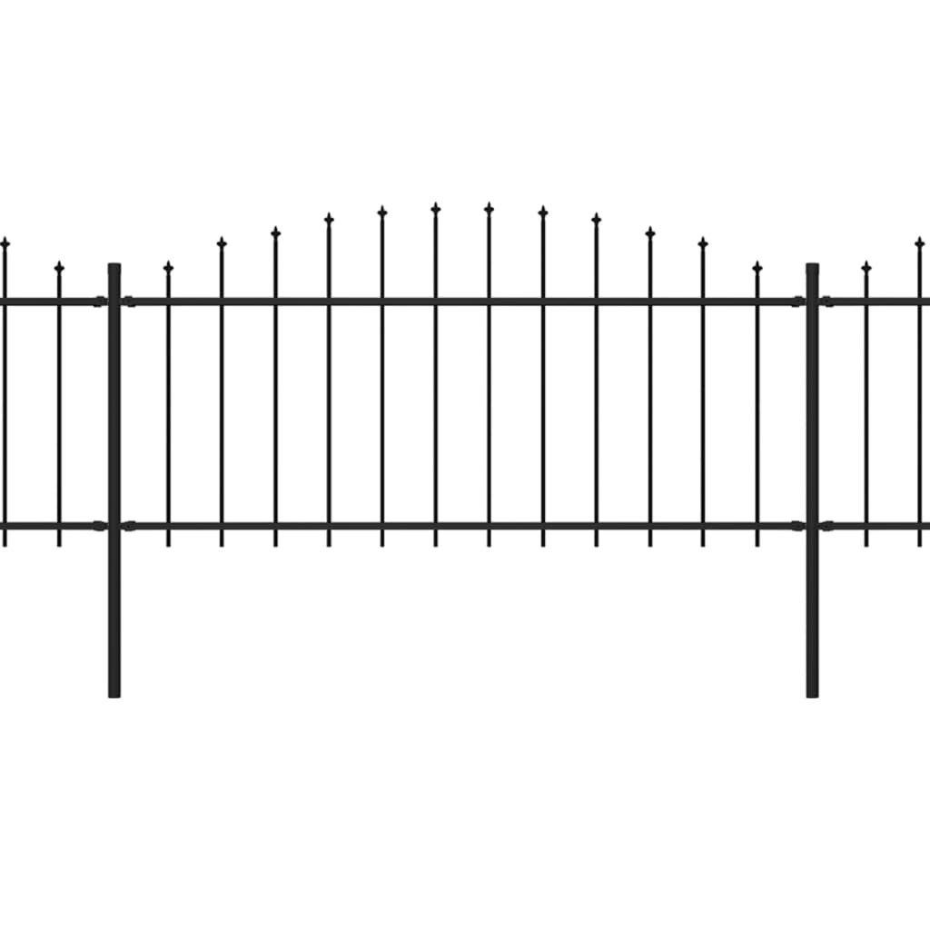 vidaXL Vrtna ograda s ukrasnim kopljima (0,5-0,75) x 6,8 m čelična crna