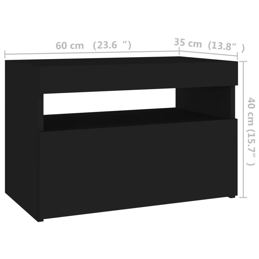 vidaXL TV ormarić s LED svjetlima crni 60x35x40 cm