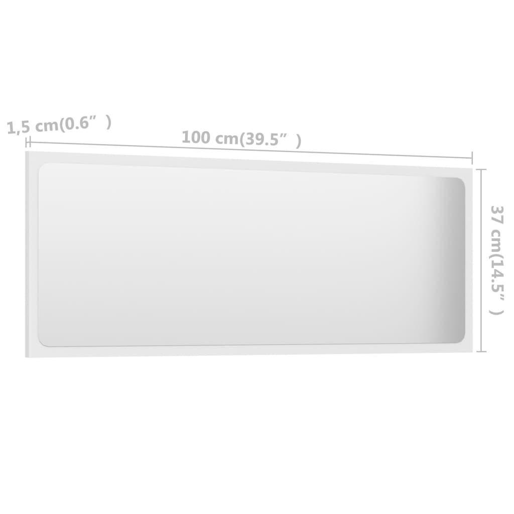 vidaXL Kupaonsko ogledalo bijelo 100 x 1,5 x 37 cm konstruirano drvo